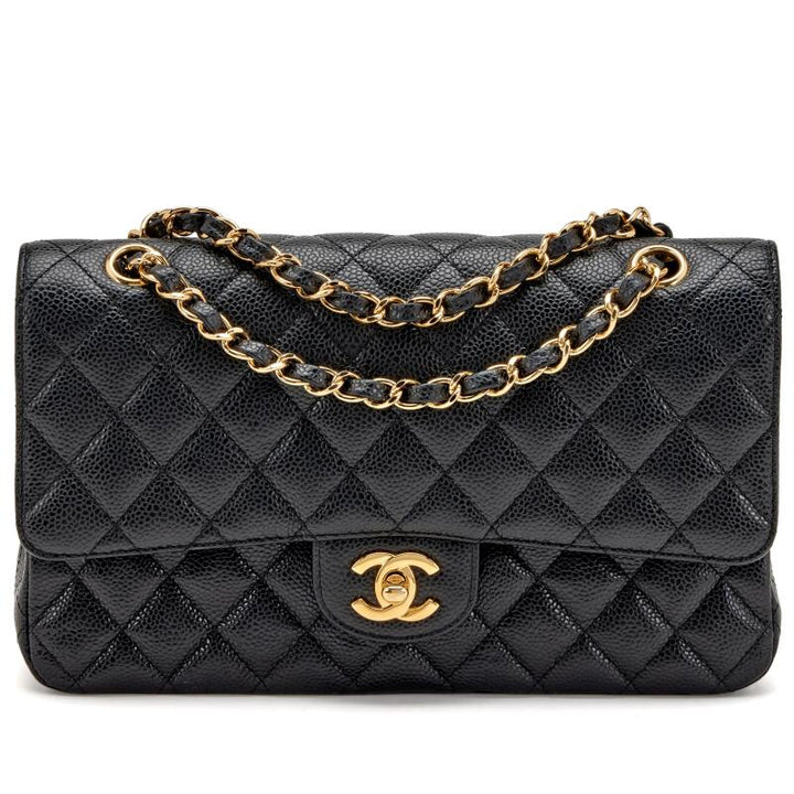 Classic Double Flap Bag Quilted Caviar Medium Gold Hardware