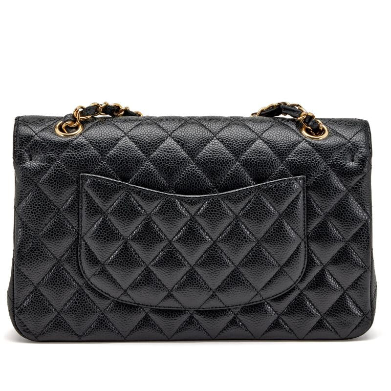 Classic Double Flap Bag Quilted Caviar Medium Gold Hardware