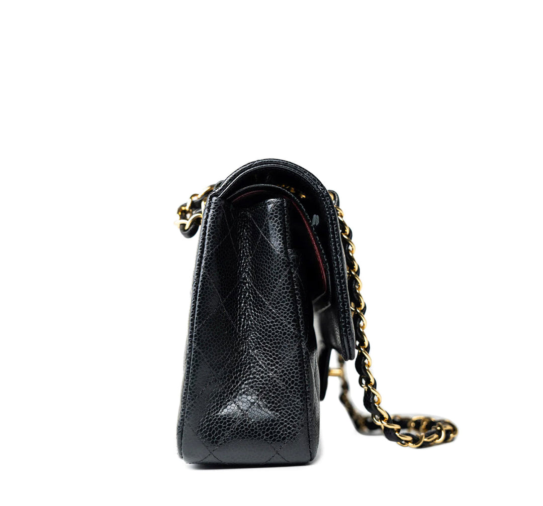 Classic Double Flap Bag Quilted Caviar Medium Gold Hardware