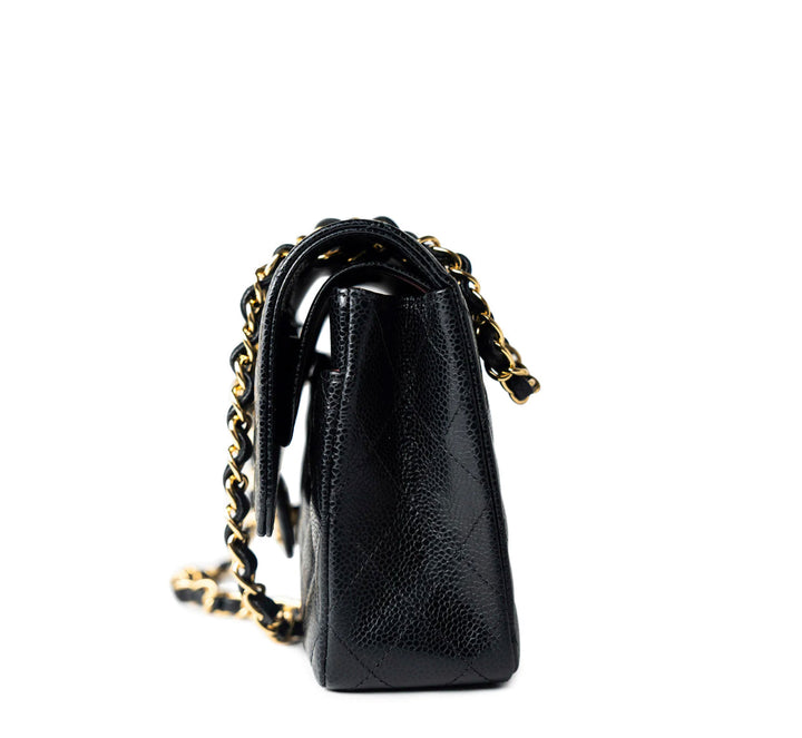 Classic Double Flap Bag Quilted Caviar Medium Gold Hardware