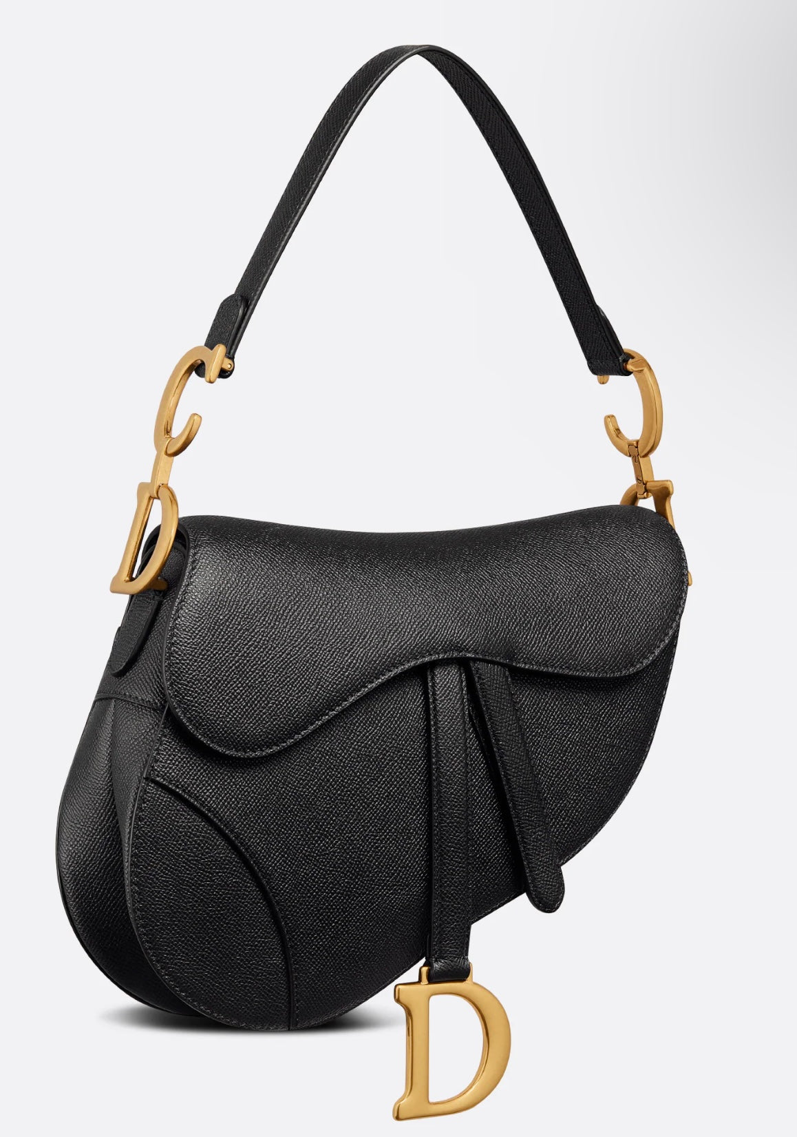 Saddle Bag Grained Calfskin Black with Strap