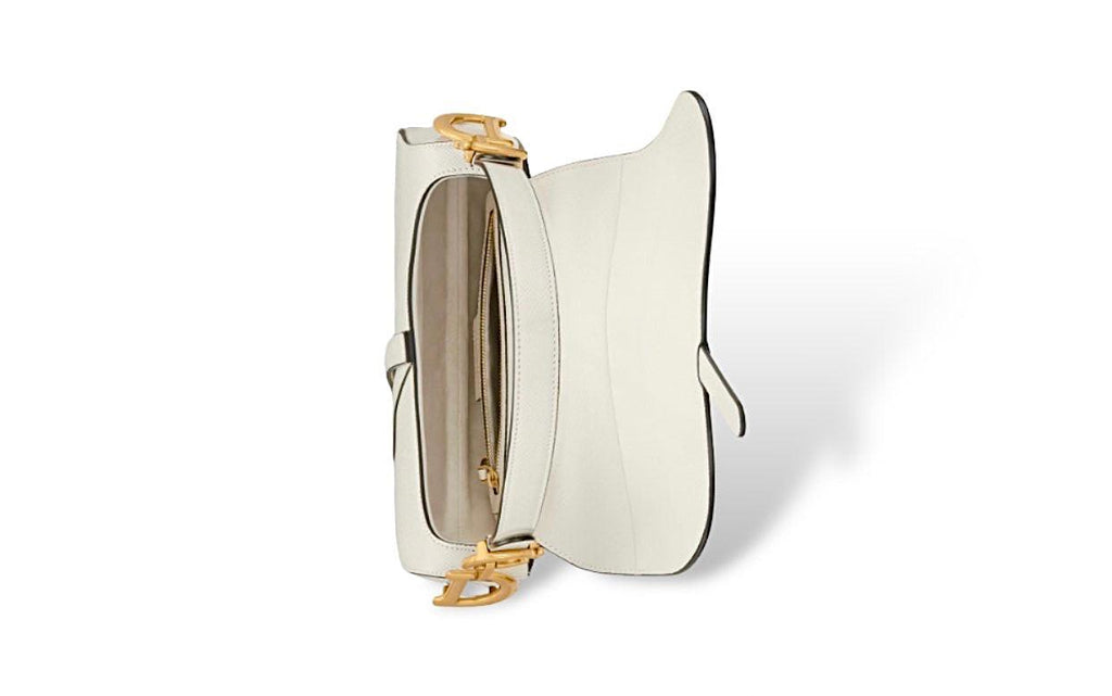 Saddle Bag Grained Calfskin White - RELAVISH