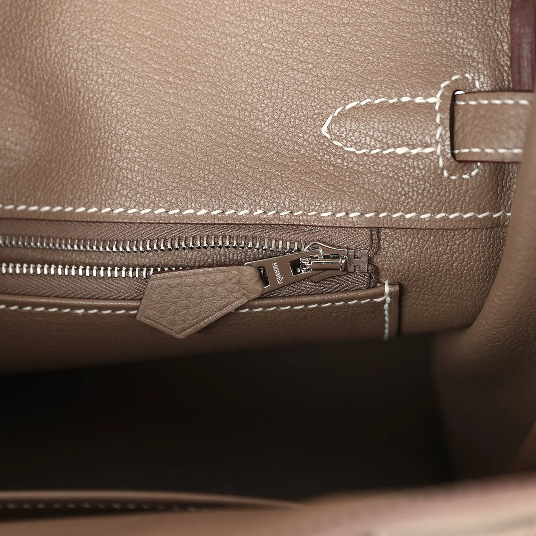 Birkin 25 Etoupe Togo Palladium Hardware