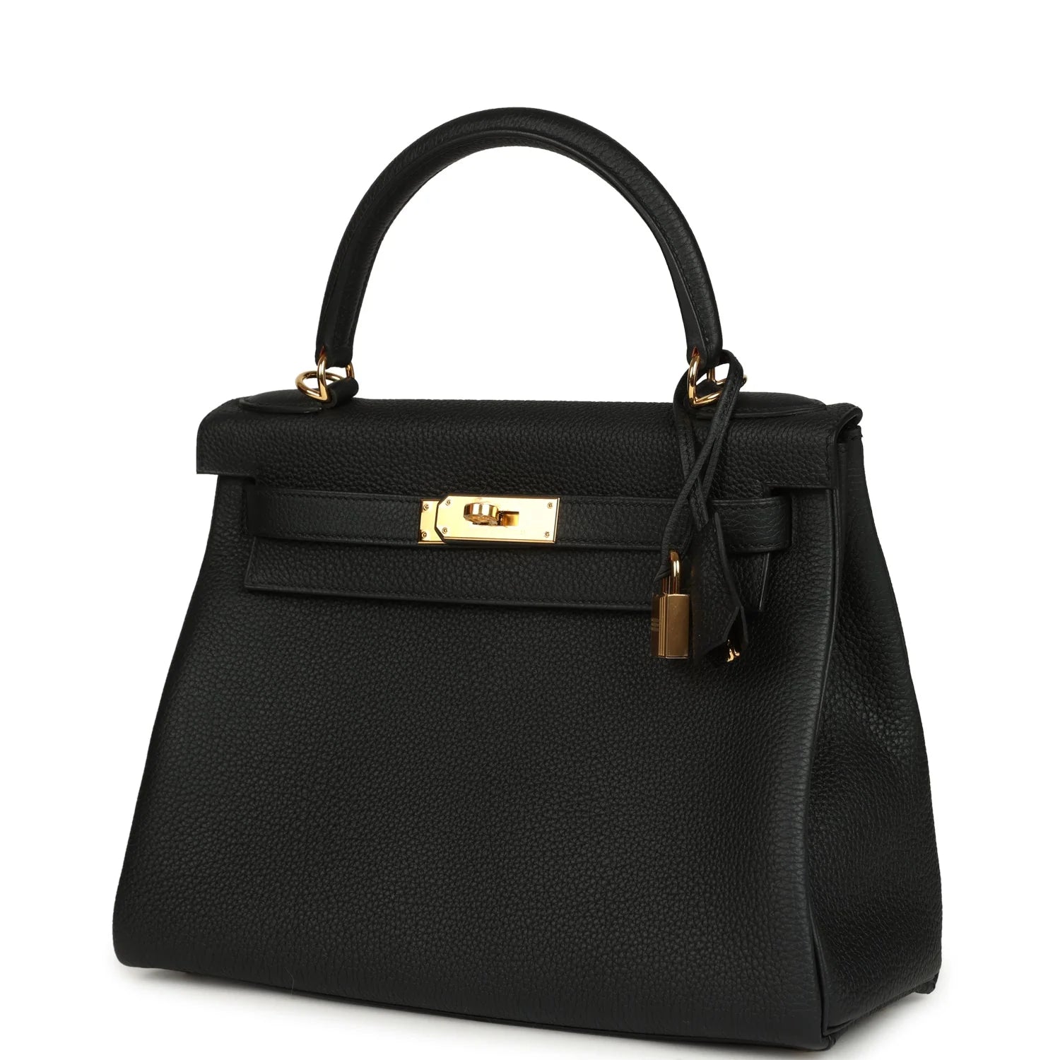Kelly Retourne 28 Black Togo Gold Hardware