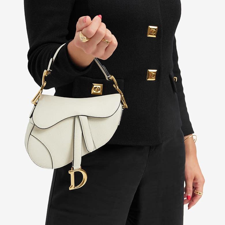 Saddle Bag Grained Calfskin White - RELAVISH