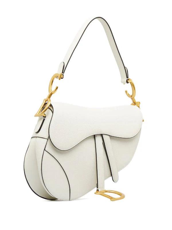 Saddle Bag Grained Calfskin White - RELAVISH