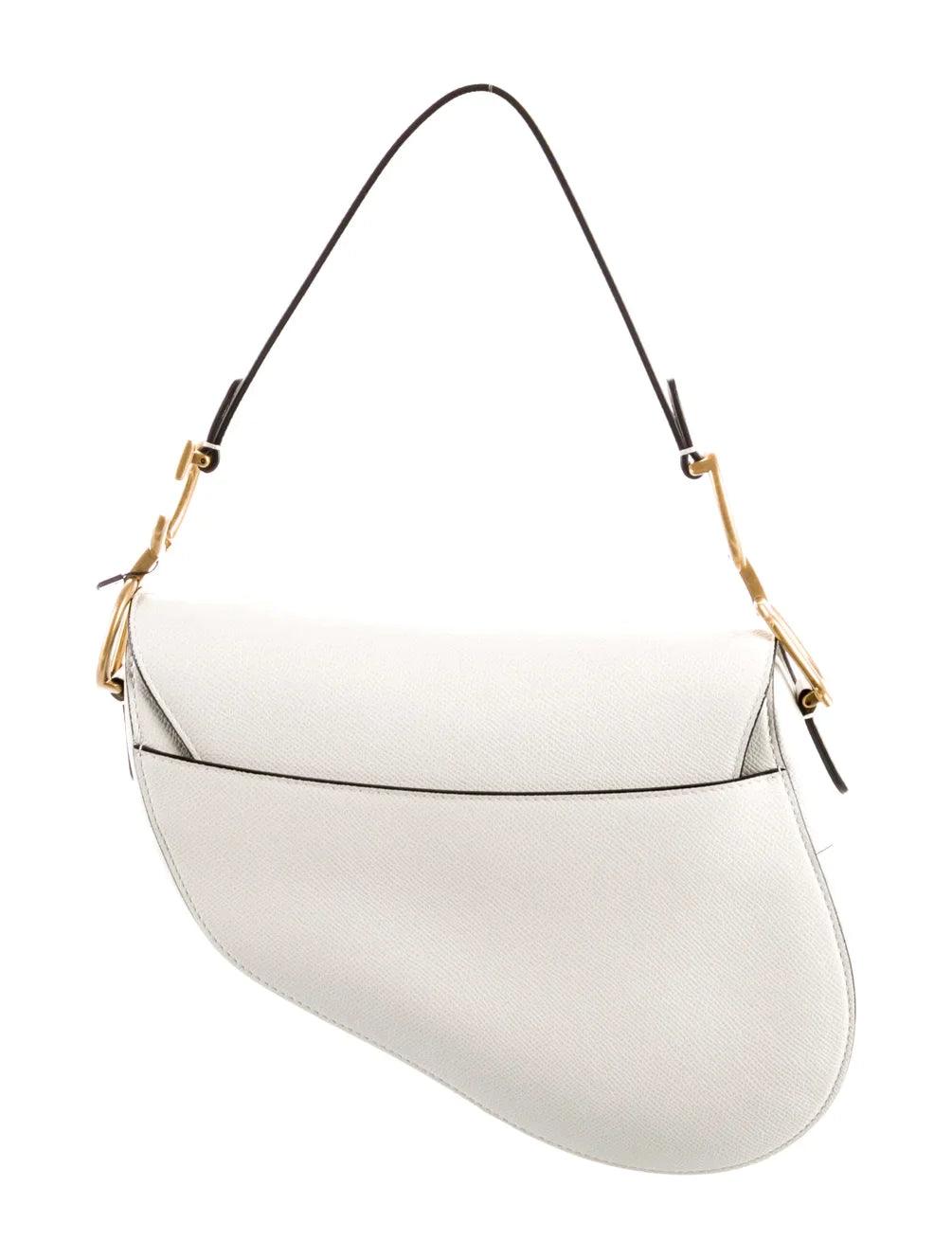 Saddle Bag Grained Calfskin White - RELAVISH