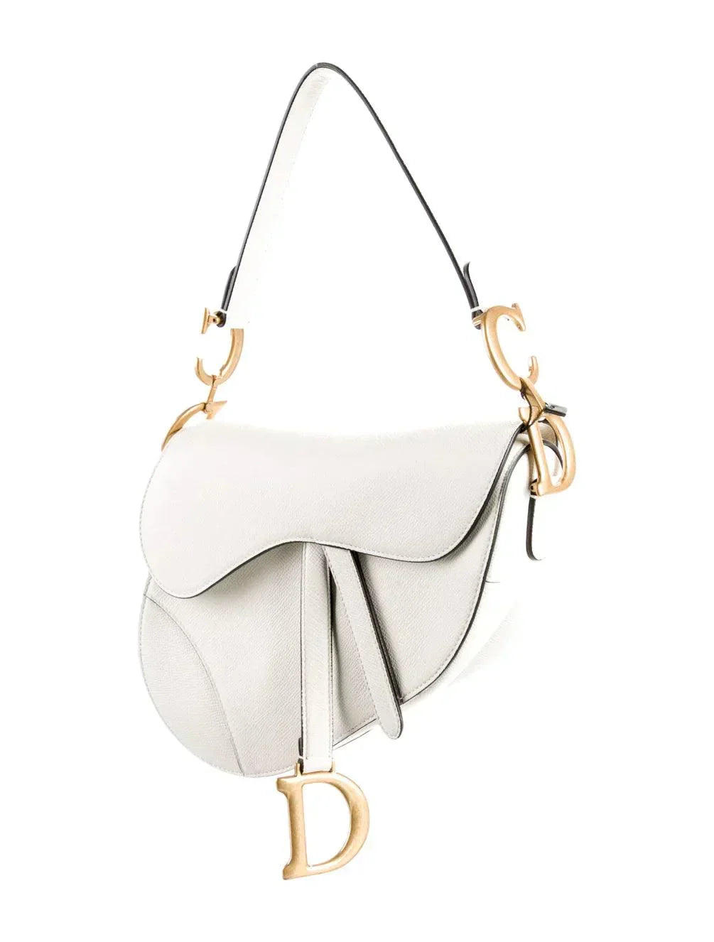 Saddle Bag Grained Calfskin White - RELAVISH