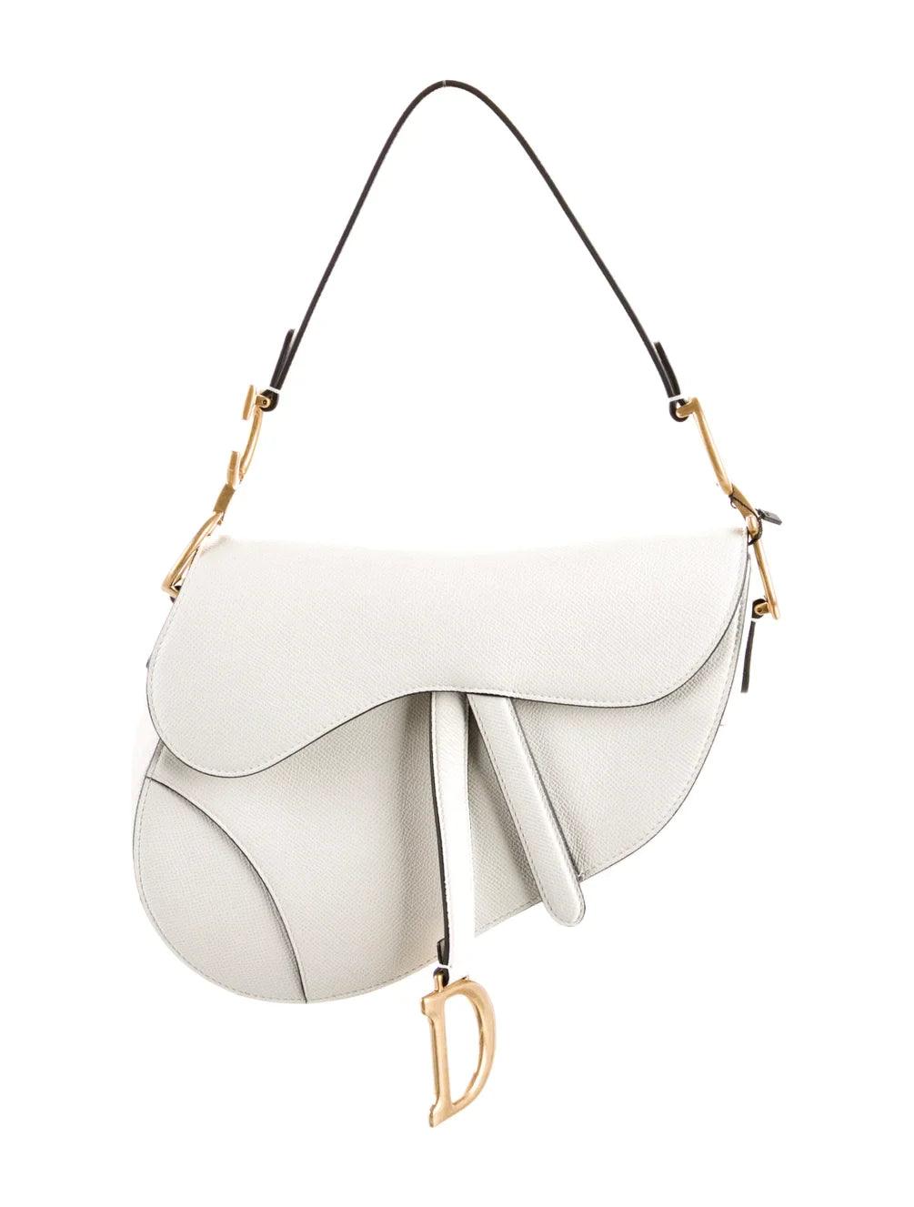 Saddle Bag Grained Calfskin White - RELAVISH