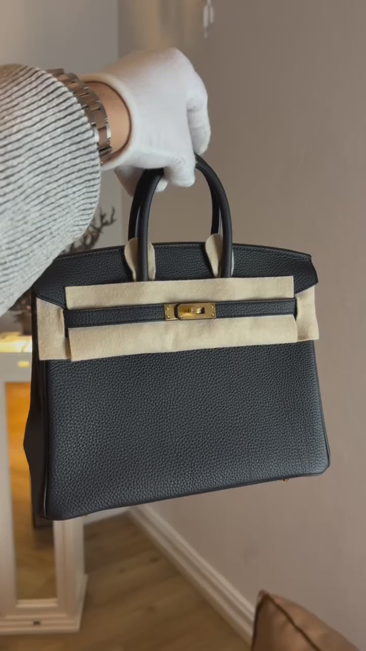 Birkin 25 Black Togo Gold Hardware K Stamp